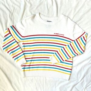 Sunday Morning Pancakes - "No diggity, no doubt" Striped Sweater: Size L